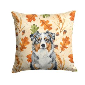Blue Merle Australian Shepherd Heirloom Fall Throw Pillow Decorative Indoor Outdoor Accent Cushion for Couch, Bed or Patio, 18Hx18W