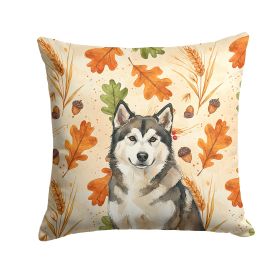 Sable and White Alaskan Malamute Heirloom Fall Throw Pillow Decorative Indoor Outdoor Accent Cushion for Couch, Bed or Patio, 18Hx18W