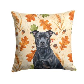 Black American Staffordshire Terrier Heirloom Fall Throw Pillow Decorative Indoor Outdoor Accent Cushion for Couch, Bed or Patio, 18Hx18W