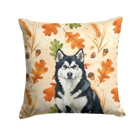Black and White Alaskan Malamute Heirloom Fall Throw Pillow Decorative Indoor Outdoor Accent Cushion for Couch, Bed or Patio, 18Hx18W