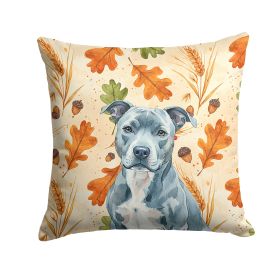 Blue American Staffordshire Terrier Heirloom Fall Throw Pillow Decorative Indoor Outdoor Accent Cushion for Couch, Bed or Patio, 18Hx18W