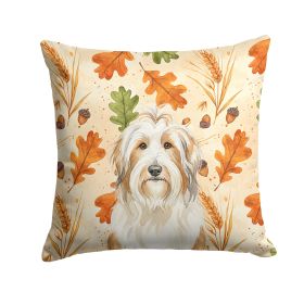 White and Tan Bearded Collie Heirloom Fall Throw Pillow Decorative Indoor Outdoor Accent Cushion for Couch, Bed or Patio, 18Hx18W