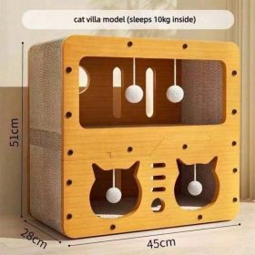 2 Styles Double Layer Cat Scratcher House Multifunctional Corrugated Paper Cat Nest Villa Large Space Cat Cave Bed With Hanging Ball Toy Wear Res (Option: MD Cat2)