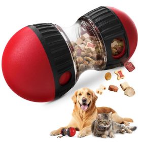 Dog Puzzle Toy, Adjustable Treat Dispensing Ball Food Dispenser Tough Slow Feeder Puppy Enrichment Training Toy Pet Interactive Chase Toys For Sm (Option: Red)