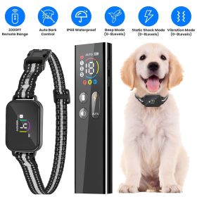 2-in-1 Dog Shock and Bark Collar Dog Training Collar with Remote 1/2/3 Collars(Options) Rechargeable IP68 Waterproof with 3 Channels for Medium a (Type: With 1 Collar)