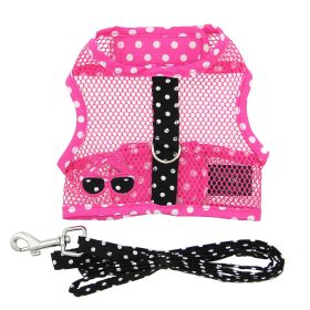 Cool Mesh Dog Harness Under the Sea Collection (Color: Sunglasses Pink and Black Polka Dot, size: large)
