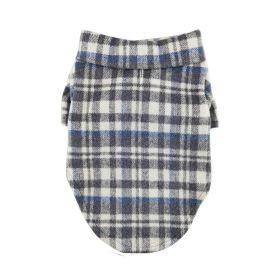 Flannel Dog Shirt (Color: Gray and Blue Plaid, size: medium)