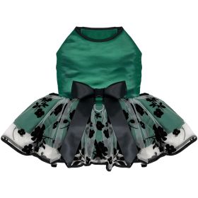 Green and Black Satin Dog Dress (size: small)