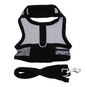 Cool Mesh Dog Harness with Leash (Color: Solid Black, size: medium)