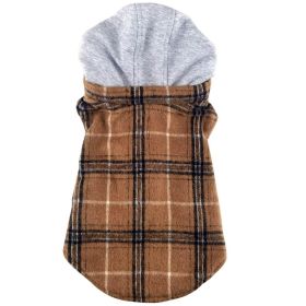 Weekender Dog Sweatshirt Hoodie (Color: Brown & Black Plaid Flannel, size: X-Small)